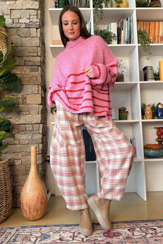 Big Softie Stripe Funnel Grunge Knit Bubblegum 